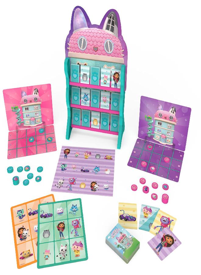 Gabby’s Dollhouse, Games HQ Checkers Tic Tac Toe Memory Match Go Fish Bingo Cards Board Games Toy Gift Netflix Party Supplies, for Kids Ages 4 and up