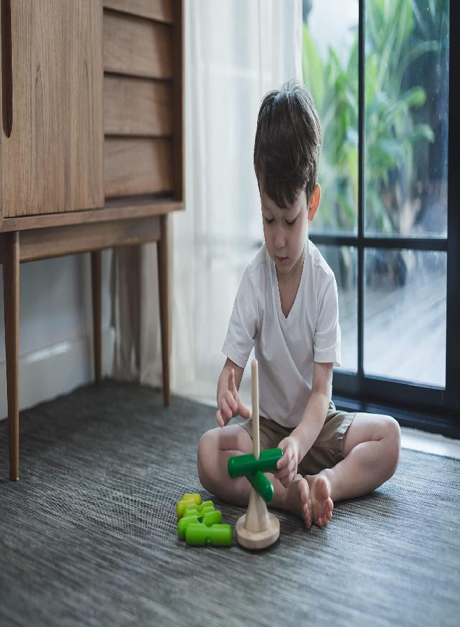 PlanToys Wooden Sorting & Stacking Tree (5149) | Sustainably Made from Rubberwood and Non-Toxic Paints and Dyes
