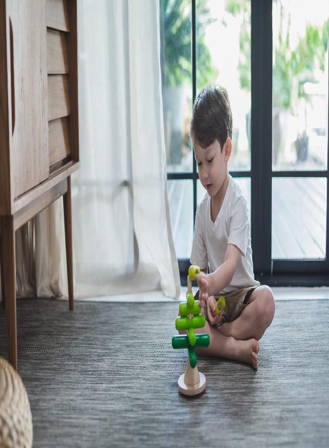 PlanToys Wooden Sorting & Stacking Tree (5149) | Sustainably Made from Rubberwood and Non-Toxic Paints and Dyes