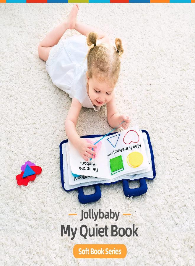 Jollybaby Baby Soft Busy Books -My Quiet Book, Travel Toy & Montessori Sensory Educational, 10 Preschool Learning Activities for 1 2 3 Year Old Toddlers Boy Girl(Blue)