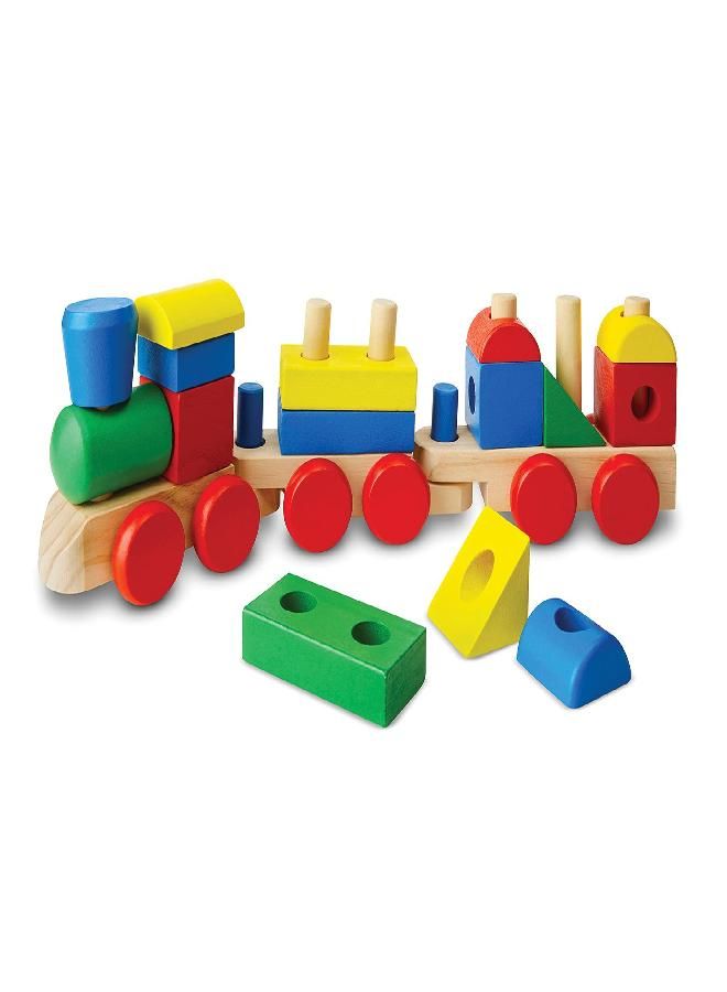 Melissa & Doug Stacking Train - Classic Wooden Toddler Toy (18 pcs) - Wooden Train Set, Wooden Sorting & Stacking Toys For Toddlers Ages 2+