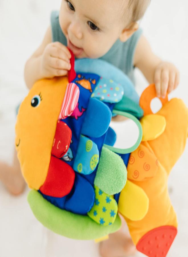 Melissa & Doug Flip Fish Soft Baby Toy - Flip Fish Baby Toy, Tag Toys For Babies, Tummy Time Toys, Taggies For Babies, Sensory Toys For Infants