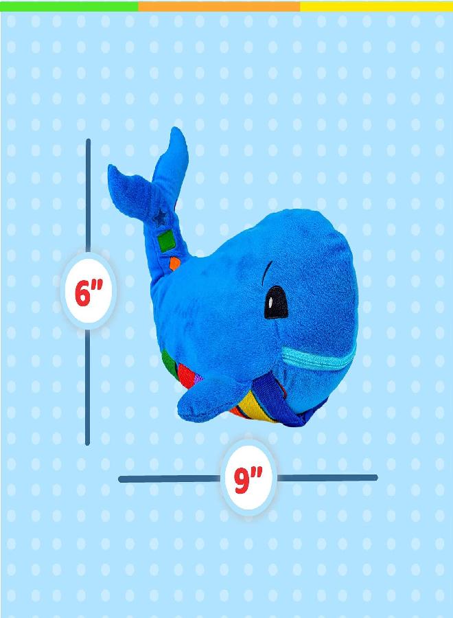 Buckle Toys - Blu Whale - Develop Motor Skills and Problem Solving - Counting and Color Recognition - Sensory Toddler Travel Toy