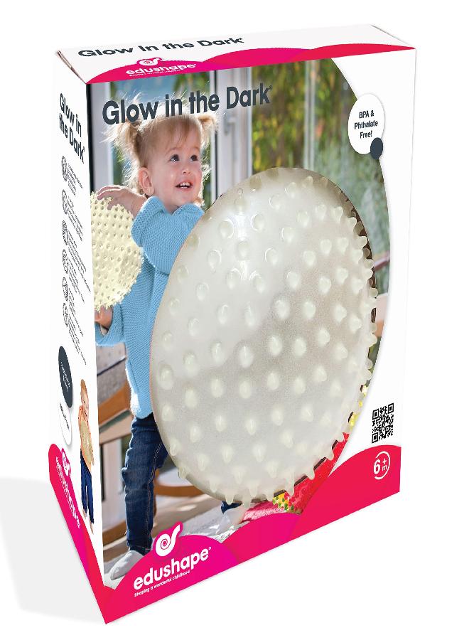 Edushape Sensory Ball for Baby - 7” Glow-in-The-Dark Baby Ball That Helps Enhance Gross Motor Skills for Kids Aged 6 Months & Up - Pack of 1 Vibrant Colorful and Unique Toddler Ball for Baby