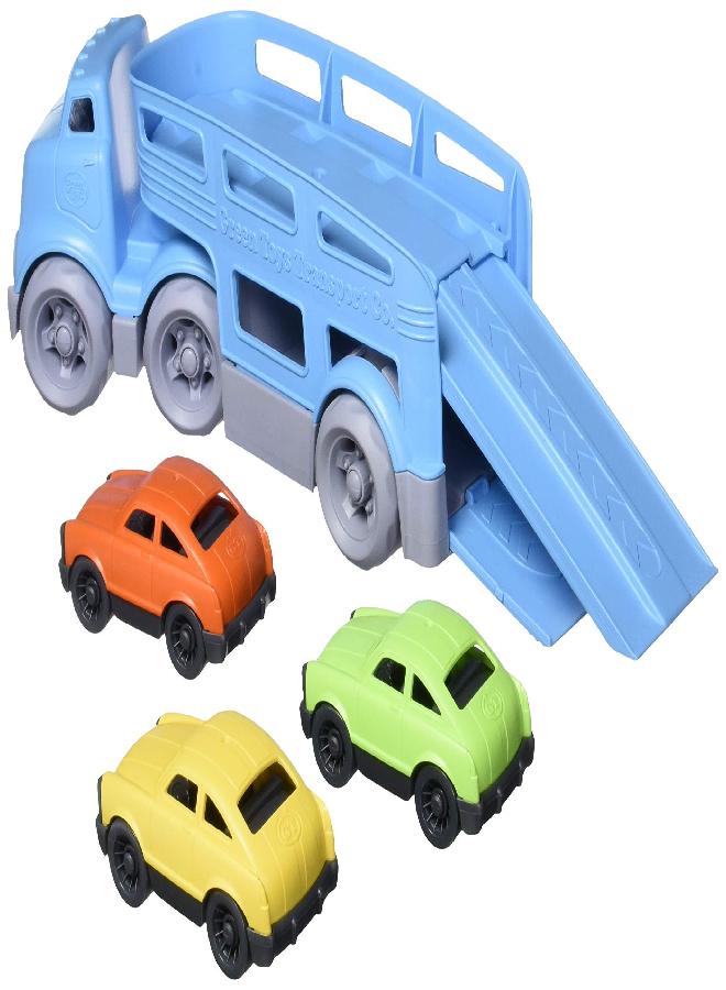 Green Toys Car Carrier, Blue CB - Pretend Play, Motor Skills, Kids Toy Vehicles. No BPA, phthalates, PVC. Dishwasher Safe, Recycled Plastic, Made in USA.