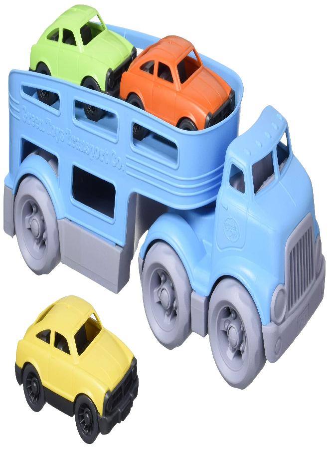 Green Toys Car Carrier, Blue CB - Pretend Play, Motor Skills, Kids Toy Vehicles. No BPA, phthalates, PVC. Dishwasher Safe, Recycled Plastic, Made in USA.