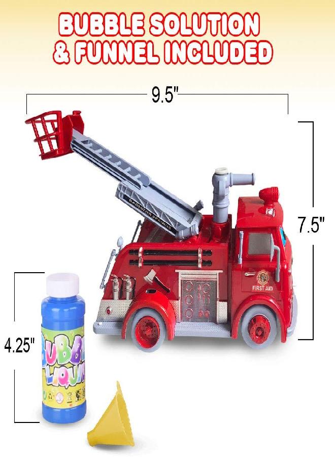 ArtCreativity Bubble Blowing Fire Engine Toy Truck for Kids - Awesome Light Up LED and Siren Effects - Bubble Solution with Funnel Included - Best Birthday Gift for Boys and Girls 5+