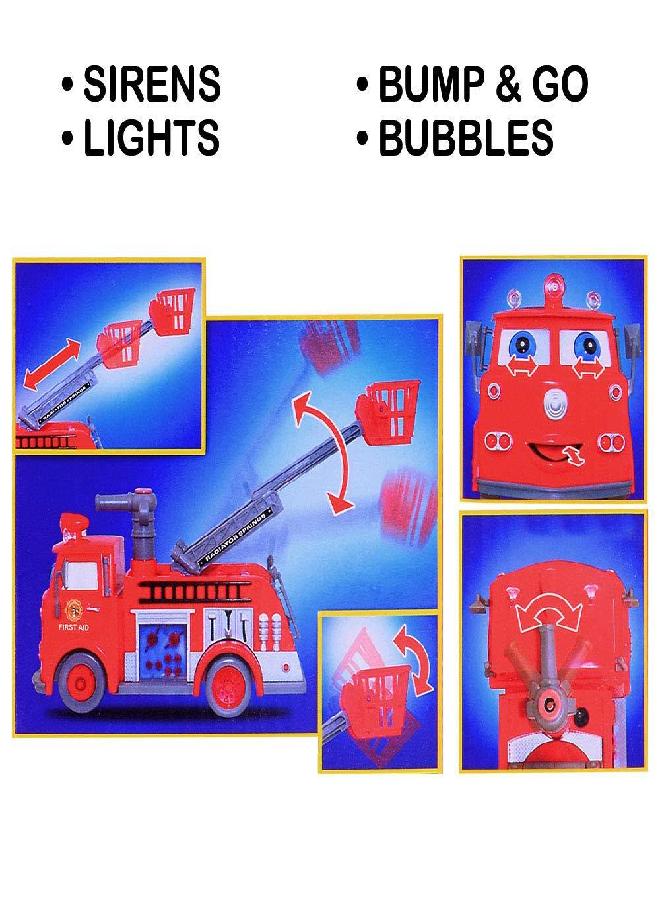 ArtCreativity Bubble Blowing Fire Engine Toy Truck for Kids - Awesome Light Up LED and Siren Effects - Bubble Solution with Funnel Included - Best Birthday Gift for Boys and Girls 5+