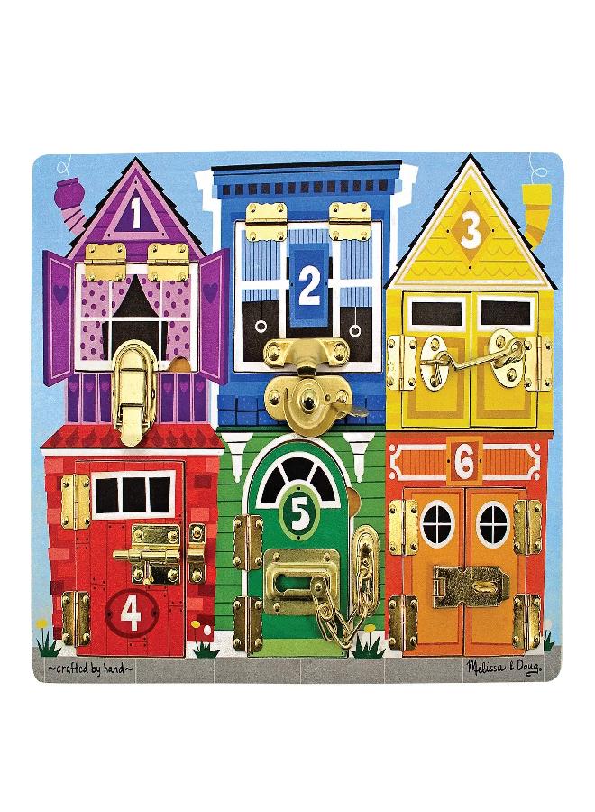 Melissa & Doug Wooden Latches Board - Sensory Activity Toy For Kids, Doors And Locks, Busy Board, Toddler Toys For Ages 3+