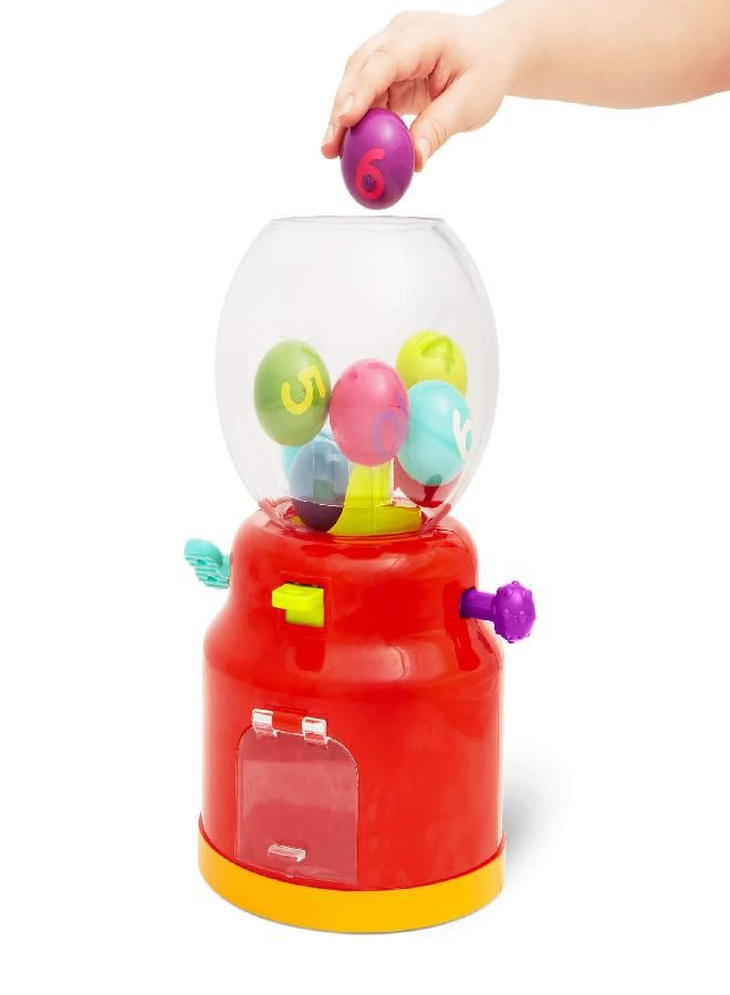 Battat - Ball Dispenser for Kids - Mini Vending Machine Toy - 10 Colorful Number Balls - Numbers & Colors Gumball Machine - Toddlers - 12 Months + , Red