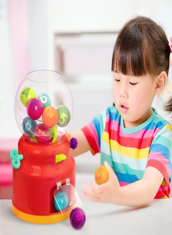 Battat - Ball Dispenser for Kids - Mini Vending Machine Toy - 10 Colorful Number Balls - Numbers & Colors Gumball Machine - Toddlers - 12 Months + , Red