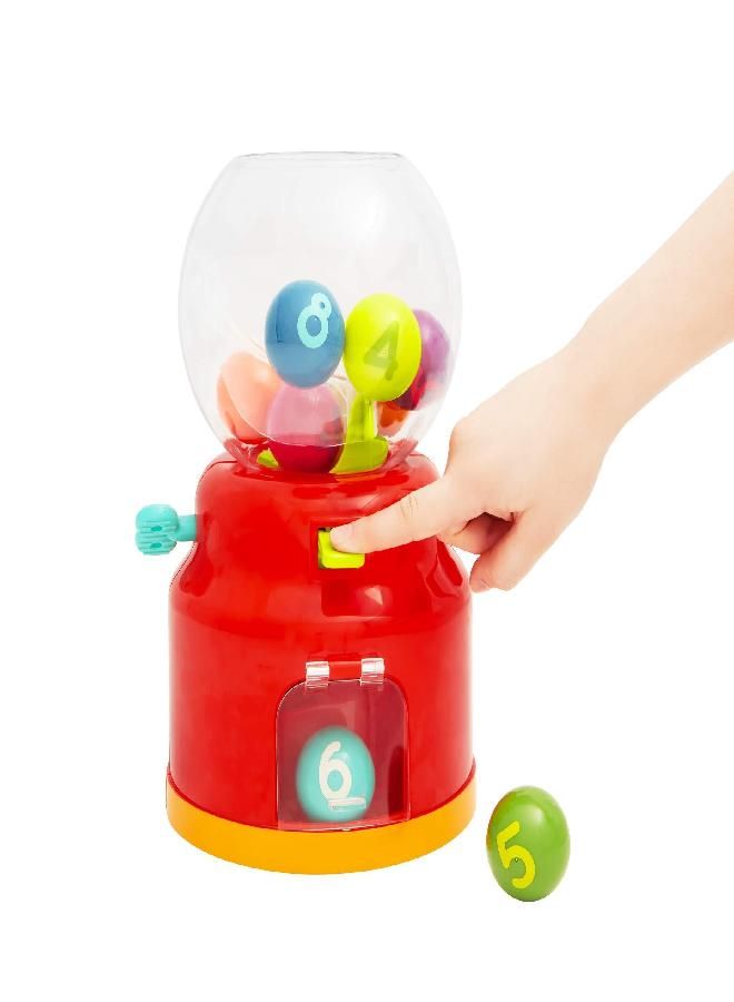 Battat - Ball Dispenser for Kids - Mini Vending Machine Toy - 10 Colorful Number Balls - Numbers & Colors Gumball Machine - Toddlers - 12 Months + , Red