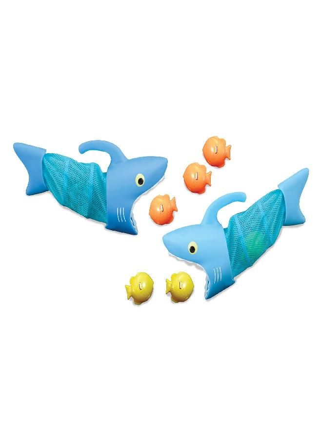 Melissa & Doug Sunny Patch Spark Shark Fish Hunt Pool Game With 2 Nets and 6 Fish to Catch