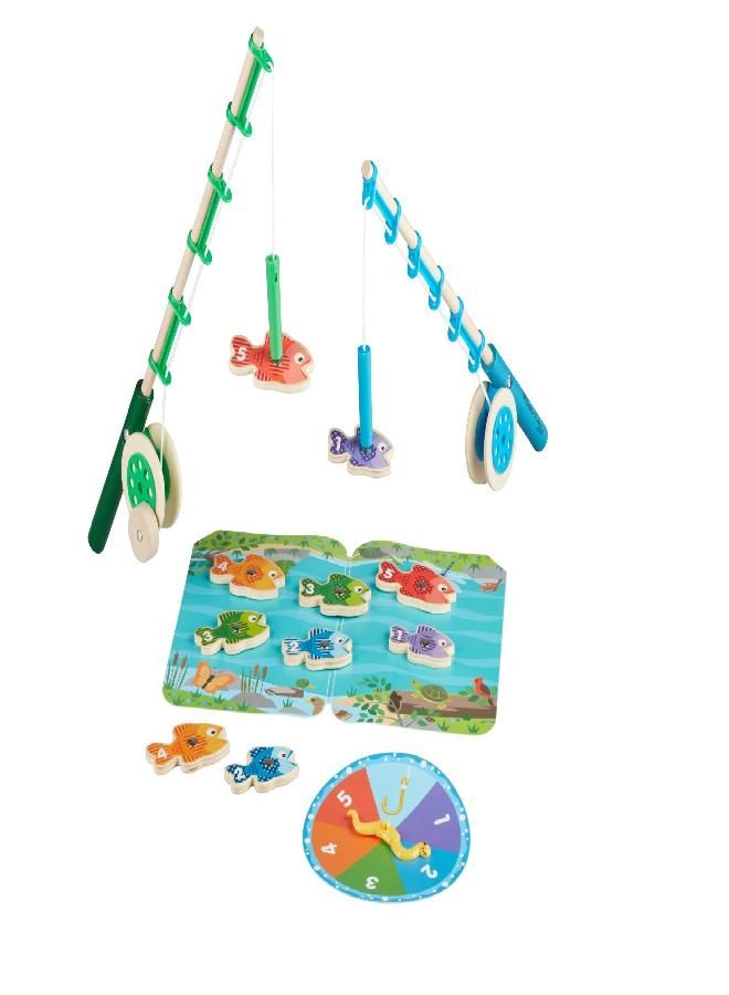 Melissa & Doug Catch & Count Wooden Fishing Game With 2 Magnetic Rods