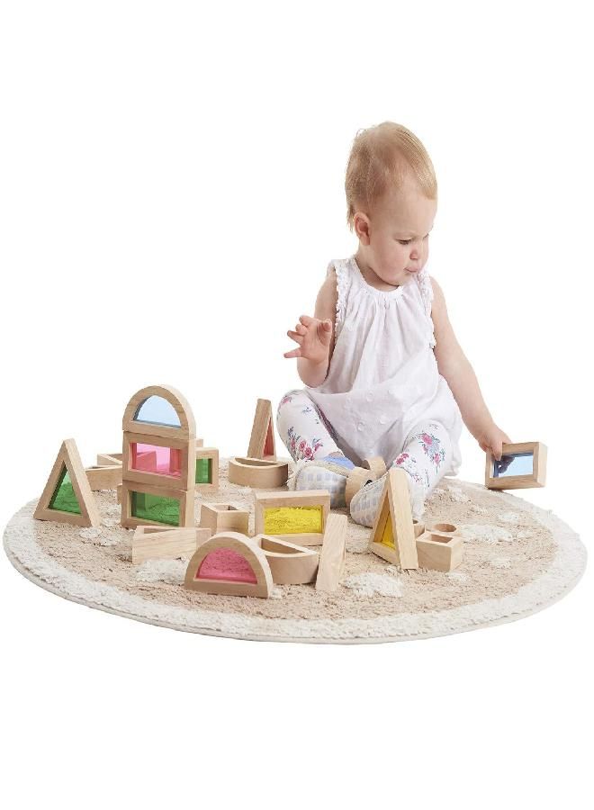 TickiT Rainbow Blocks - Set of 24 - Sensory Blocks for Toddlers Aged 12M+ - Colorful Montessori Stacking Shapes - First Building Blocks