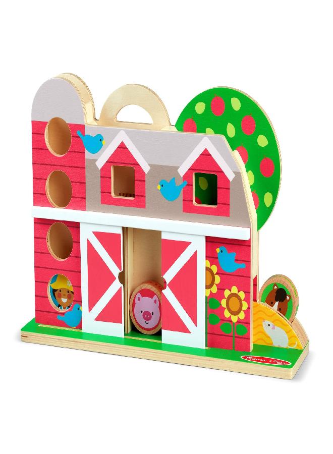 Melissa & Doug GO Tots Wooden Barnyard Tumble with 4 Disks - Farm Themed, Stack And Drop Developmental Toys For Toddlers Ages 1+