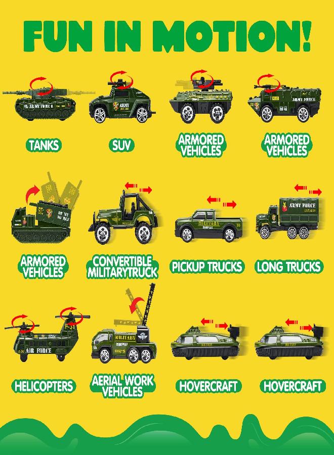 JOYIN 25 in 1 Green Military Big Truck Toys, Army Men Toys, Army Tanks Set with Soldier Men, Mini Battle Car Toy in Carrier Truck with Lights and Sounds, Gifts for Toddler Kids Boys Ages 3+