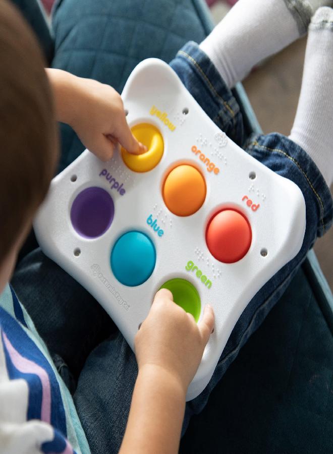 Fat Brain Toys Dimpl Duo Baby Toys & Gifts for Ages 1 to 2, includes one plastic board, 6 silicone buttons