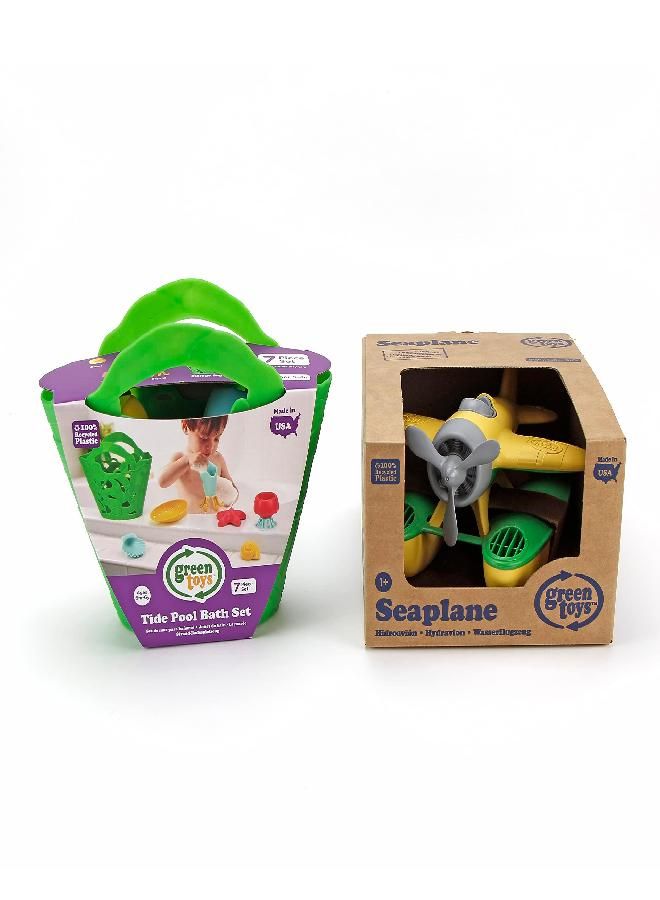 Green Toys Seaplane Yellow and Tide Pool Set Bundle