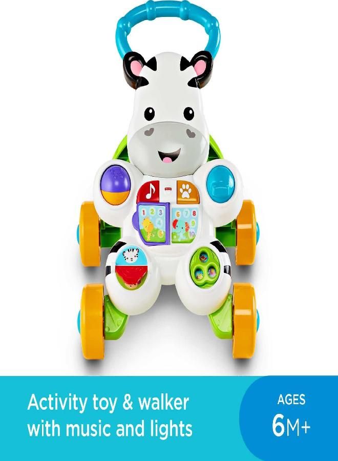 Fisher-Price Baby Learning Toy Learn With Me Zebra Walker With Music Lights And Fine Motor Activities For Ages 6+ Months