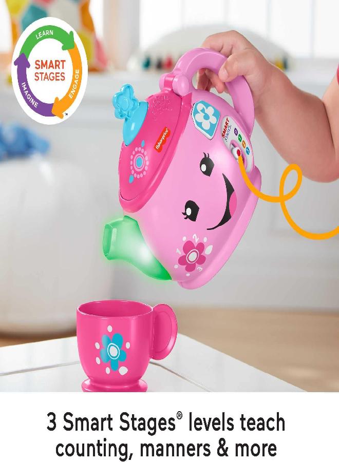 Fisher-Price Laugh & Learn Toddler Learning Toy Sweet Manners Tea Set With Smart Stages For Pretend Play Ages 18+ Months