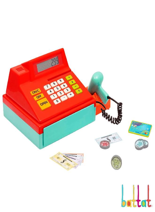 Battat - Toy Cash Register for Kids, Toddlers - 49pc Play Register with Toy Money, Credit Card, Scanner - Calculating - 3 Years +