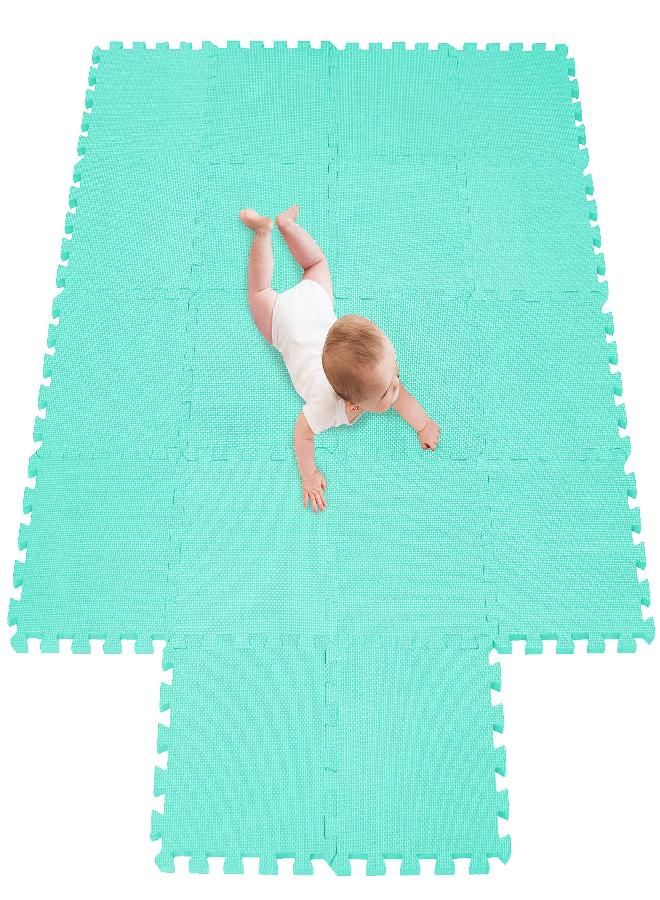 meiqicool Foam Play Mat Thick Soft EVA Interlocking Foam Floor Mats Children Yoga Exercise Multi Jigsaw Puzzle Blocking Board Kids Playmats Play Green 18 Piece H