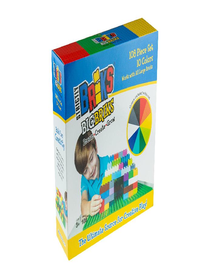 Strictly Briks Toy Building Block Big Briks Set for Kid,Baby, 10 Fun Colors, 108 Pc