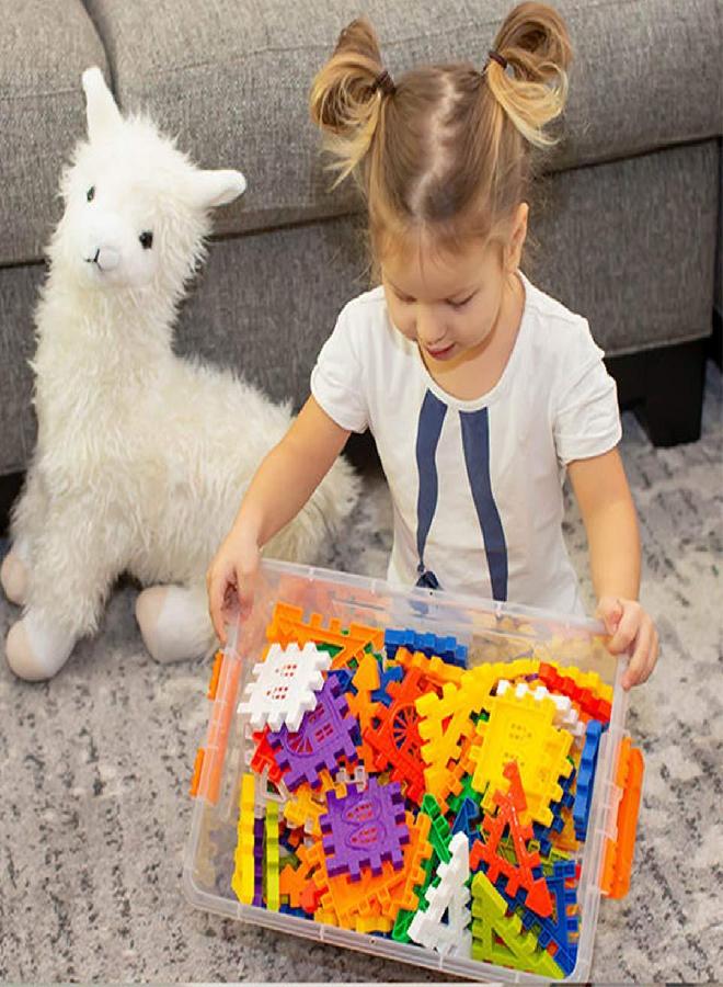 RAINBOW TOYFROG Waffle Blocks for Toddlers & Kids 96 Pcs Jumbo Toy Building Sets- STEM Building Toys with Storage Container -Kindergarten Toys Preschool manipulatives for Toddlers