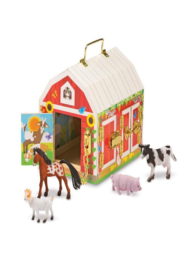 Melissa & Doug Latches Barn Toy - Sensory Activity, Doors And Locks Toy, Farm Animals Learning Toy For Kids Ages 3+