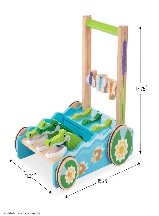 Melissa & Doug First Play Chomp and Clack Alligator Wooden Push Toy and Activity Walker - Pretend Play Developmental Baby Push Walker Toy For Toddlers Ages 1+, 1 EA