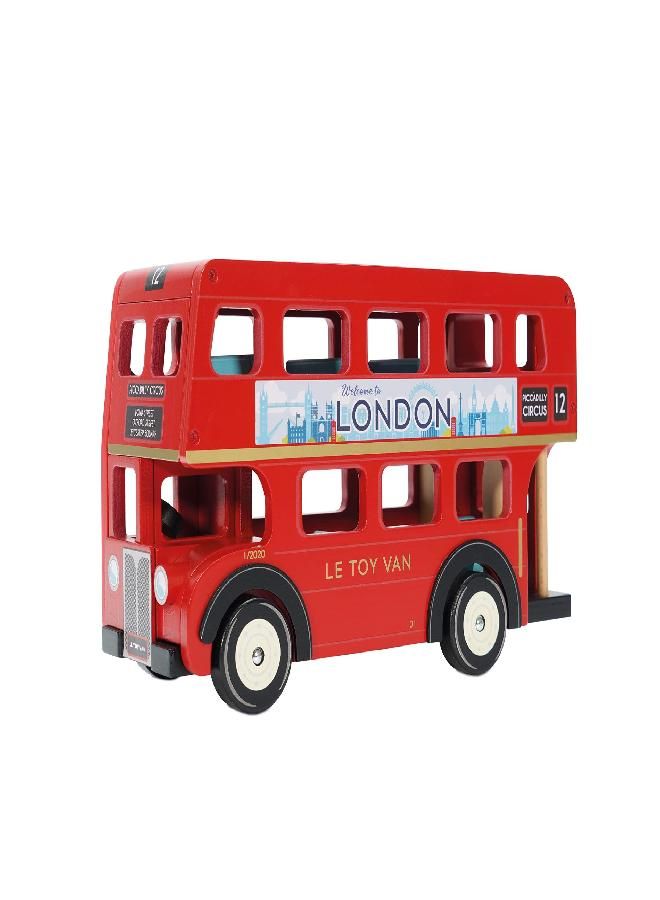 Le Toy Van - Cars & Construction - London Double Decker Bus Toy - London Toy Bus - Wooden Toy Bus - Role Play Toys - Suitable for Girls and Boys Toys Age 3 +