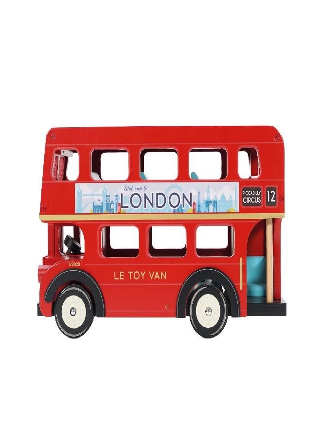 Le Toy Van - Cars & Construction - London Double Decker Bus Toy - London Toy Bus - Wooden Toy Bus - Role Play Toys - Suitable for Girls and Boys Toys Age 3 +