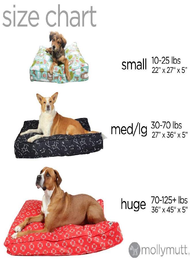 Molly Mutt Huge Dog Bed Cover - Daysleeper Print - Measures 36”x45”x5’’ - 100% Cotton - Durable - Breathable - Sustainable - Machine Washable Dog Bed Cover