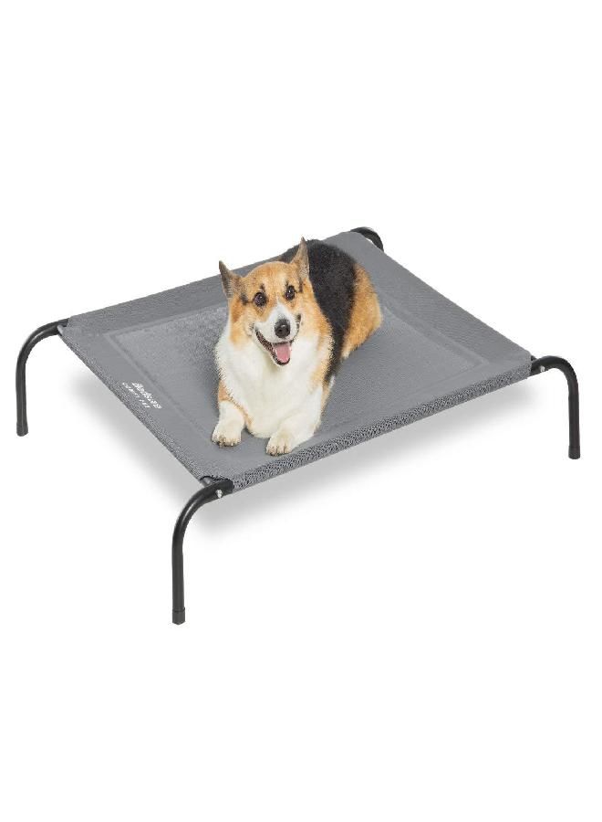 Bedsure Medium Elevated Cooling Outdoor Dog Bed - Raised Dog Cots Beds for Medium Dogs, Portable Indoor & Outdoor Pet Hammock Bed with Skid-Resistant Feet, Frame with Breathable Mesh, Grey, 43 inches