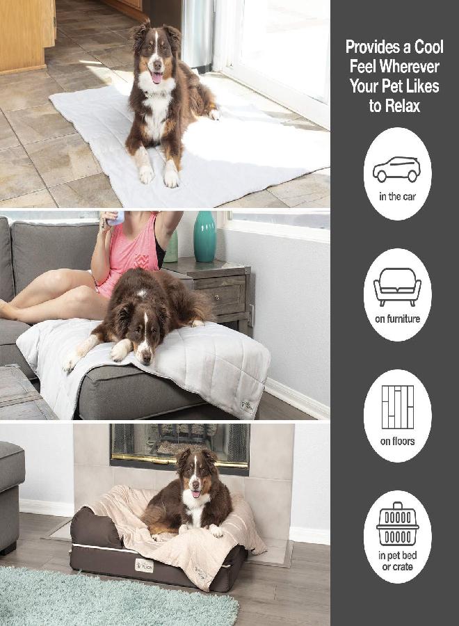PetFusion Premium Cat and Dog Cooling Blanket. Lightweight Pet Blanket | Machine Washable Pet Blanket | Multiple Sizes: for Pets Small to Extra-Large | Multiple Colors: Grey Blanket and Brown Blanket