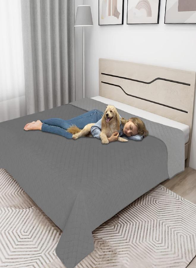 Easy-Going 100% Waterproof Dog Bed Cover Reversible Leak Proof Couch Cover Washable Sofa Cover Furniture Protector Blanket for Pets Kids Children Dog Cat (52x86 Inch, Gray/Light Gray)