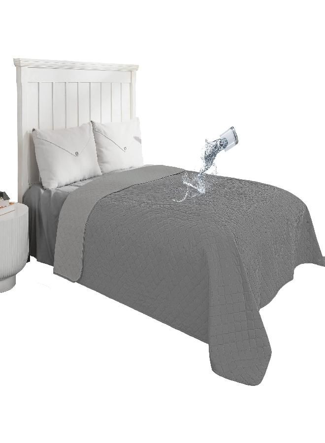 Easy-Going 100% Waterproof Dog Bed Cover Reversible Leak Proof Couch Cover Washable Sofa Cover Furniture Protector Blanket for Pets Kids Children Dog Cat (52x86 Inch, Gray/Light Gray)