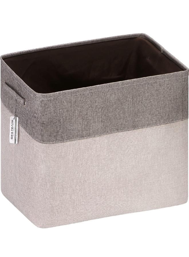 Sea Team 3-Pack Extra Large Storage Basket Set, Trunk Organizer, Clothes Toys Bin, 22 x 15 x 13 Inches, Rectangular Canvas Fabric Collapsible Shelf Box with Handles for Kids Room (Ash Grey/Grey)