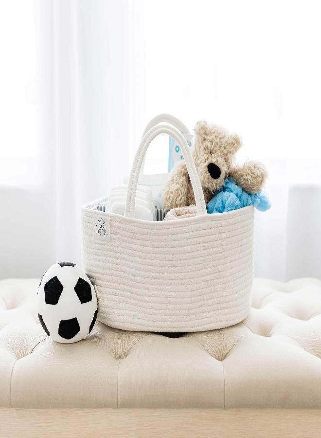 OrganiHaus White Diaper Change Organizer | Diaper Changing Basket | Baby Diaper Caddy Organizer & Baby Basket | Diaper Caddy for Baby Girl & Baby Boy | Large Diaper Caddy Basket for Changing Table