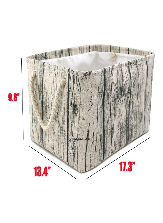 Jacone Stylish Tree Stump Design Wood Grain Rectangular Storage Basket Washable Cotton Fabric Nursery Hamper with Rope Handles, Decorative and Convenient for Kids Rooms (X-Large)