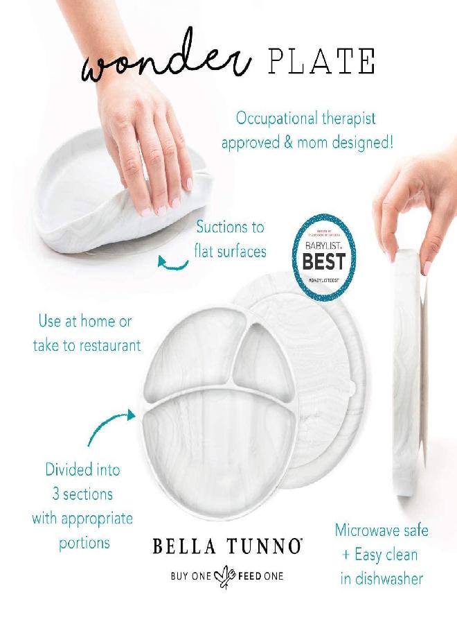 BELLA TUNNO Wonder Plate - Silicone Suction Plates For Baby and Toddler Plates, Microwave and Dishwasher Safe Food-Grade BPA Free Silicone, Love Brunch One Size WP33