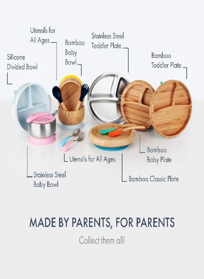 Avanchy Bamboo Baby Bowl & Spoon - Baby Cutlery - Bamboo Kids Bowl - BPA Free Bowl - Bamboo Kids Utensils - Baby Bowl and Spoons Set, Green - 5