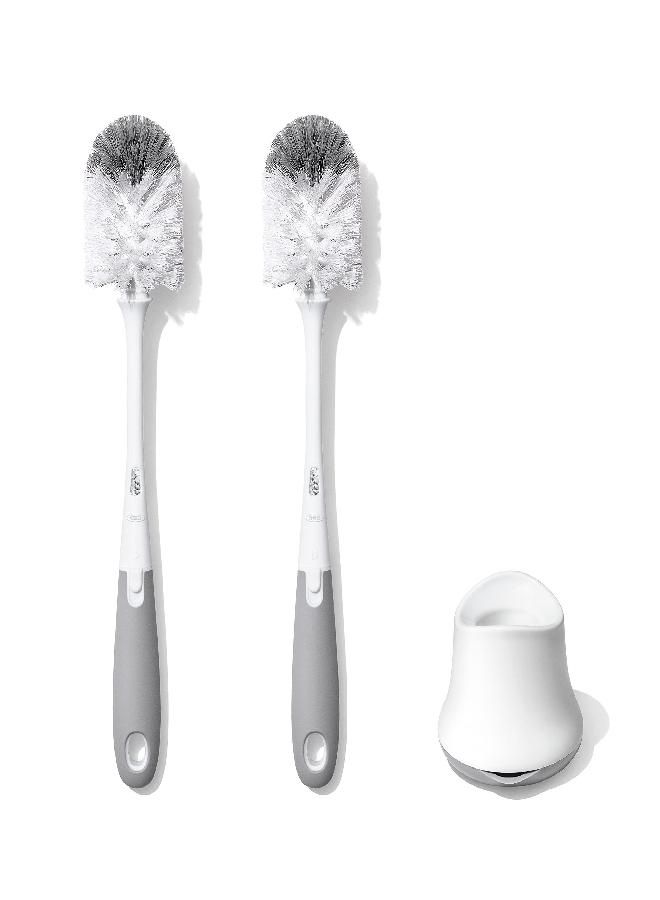 OXO Tot Bottle Brush with Nipple Cleaner and Stand - Gray, 2-Pack