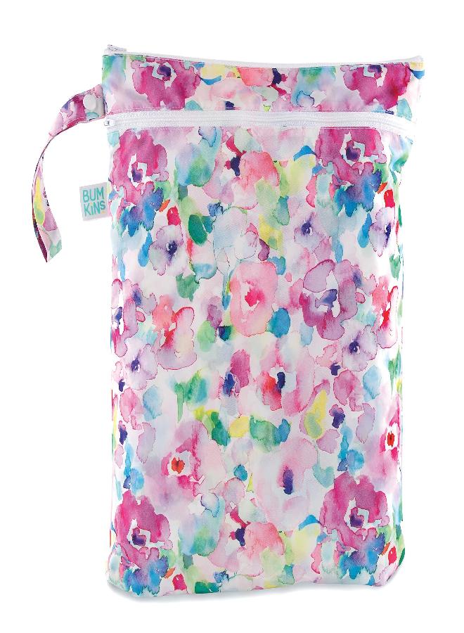 Bumkins Waterproof Wet Dry Bags for Baby, Travel, Swimsuit, Cloth Diapers, Pump Parts, Gym Clothes, Toiletries, Strap to Stroller, Zipper Reusable Bag, Packing Pouch
