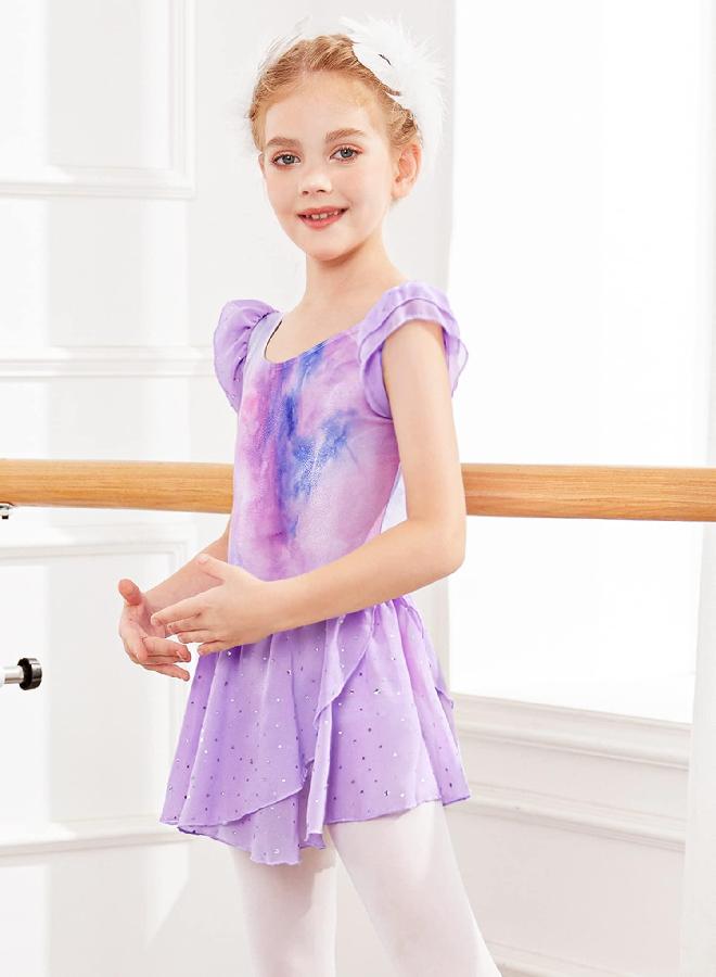 Arshiner Girls Ruffle Sleeve Ballet Dance Dress Tutu Skirted Leotard