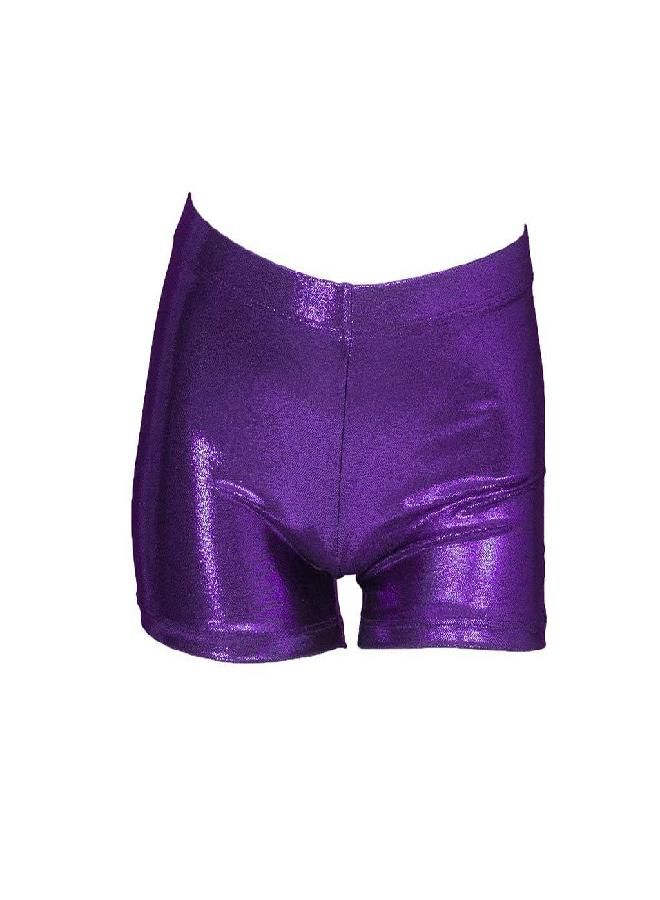 ZIZI Little Big Girls' Sparkle Dance Tumbling Athletic Gymnastics Purple Short 4-16Years, 120CM(7-8Years)