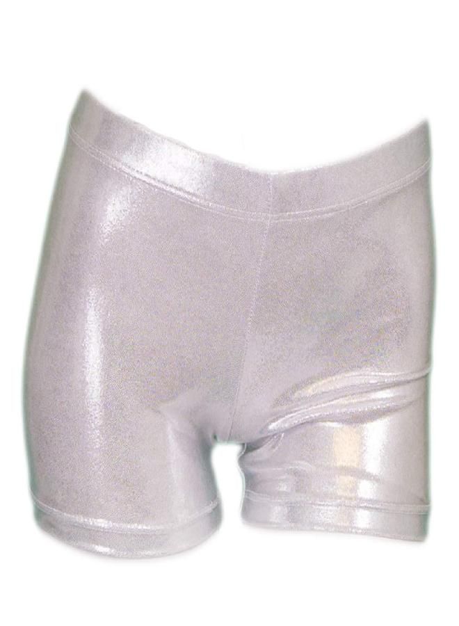 ZIZI Baby Girls Sparkle Dance Tumbling Athletic Gymnastics Silver Short,110CM(4-6Years)