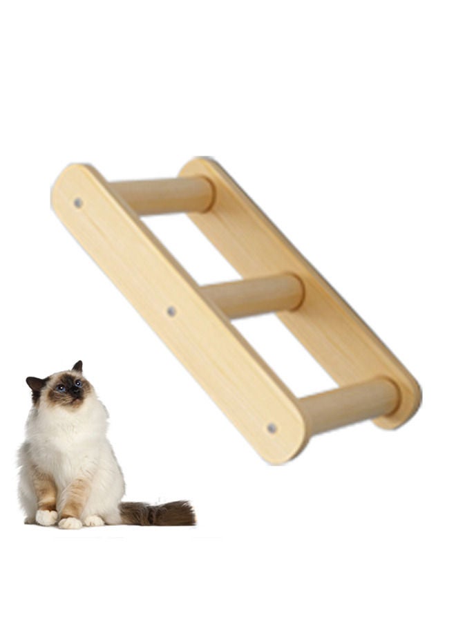 Cat Wall Shelf, Cat Wall Furniture Set and Wall Perch, Floating Cat Wooden Climbing Furniture with 4 Cat Shelves, 2 Cat Houses, 2 Ladders and 1 Cat Scratching Post (Ladder (3 levels))