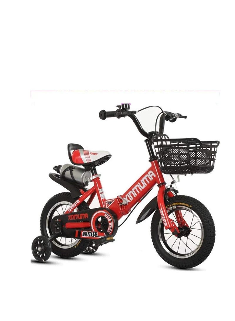 Kids Bike with Hand Brake and Basket for Ages 3-9 Years Girls,  Princess Bikes Bicycles with Training Wheels and Fenders, Children Bicycle